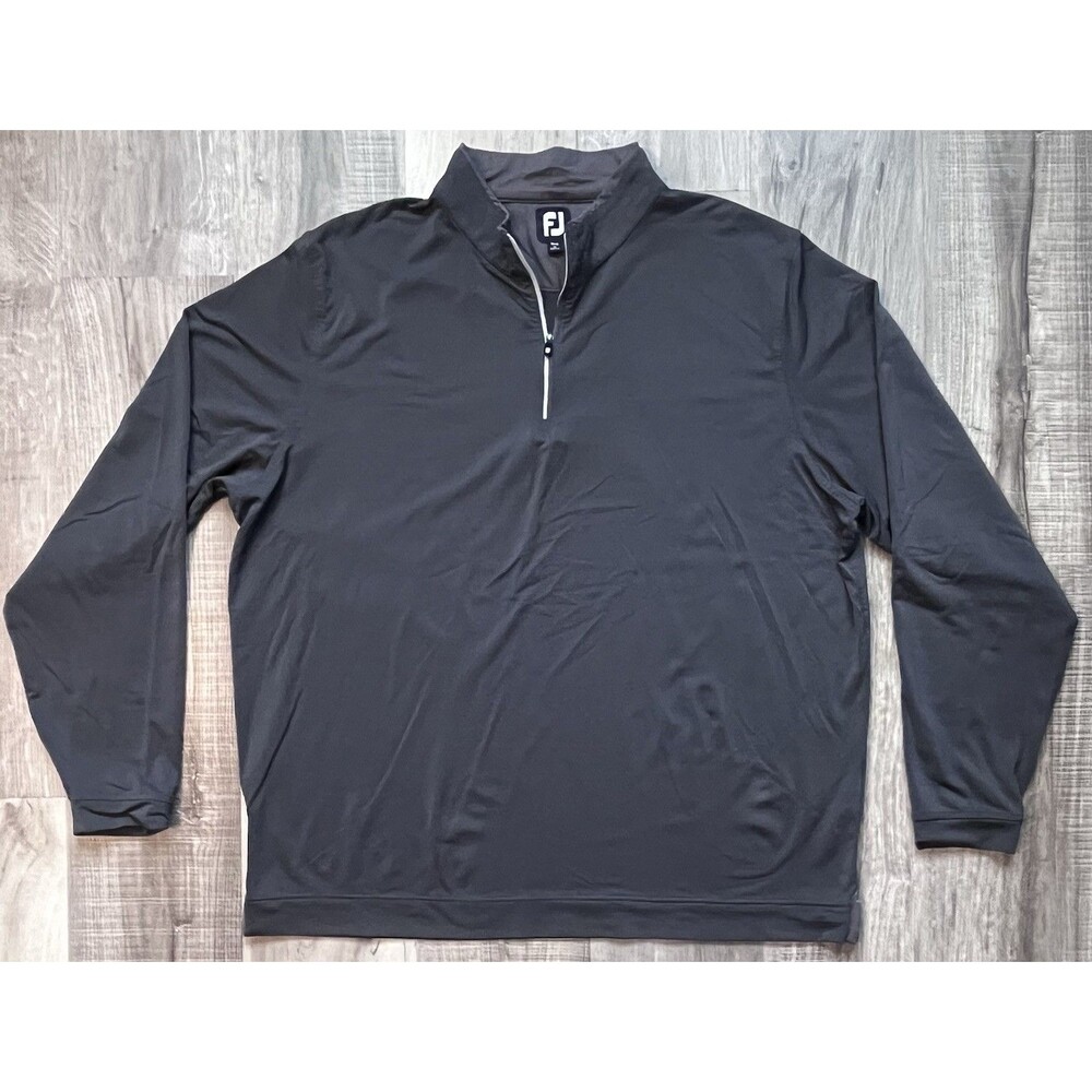 FootJoy Mens 2XL 1/4 Zip Mock Neck Athletic Golf Pullover Gray